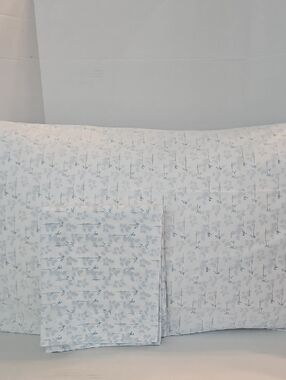 Linden Street Blue Teal Leaf Print Cotton King Pillowcase Set